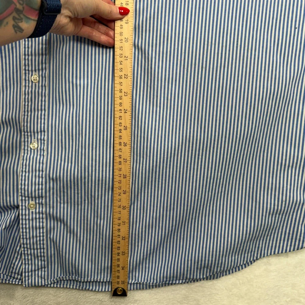 Polo Ralph Lauren 6XB Button Down Shirt Classic Striped Big and Tall Blue White